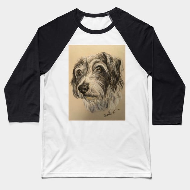 Scruffy grey and white dog Baseball T-Shirt by Merlinsmates